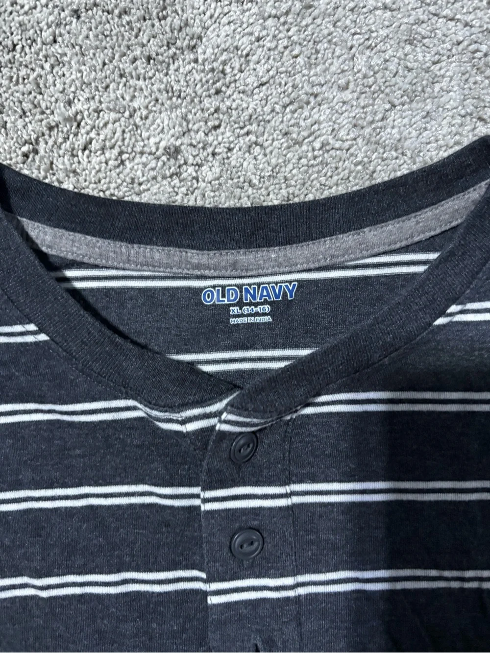 Old Navy Black and White Striped Short Sleeve Tee